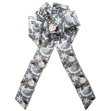 Wired Buffalo Plaid Snowman Gray Bow (2.5"ribbon~8"Wx16"L) - Alpine Holiday Bows